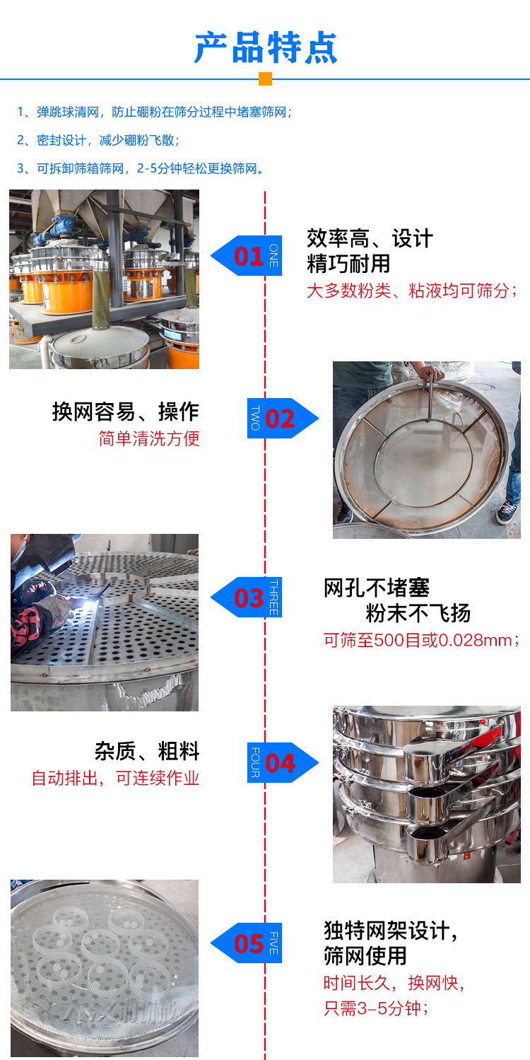 硼粉旋振篩特點